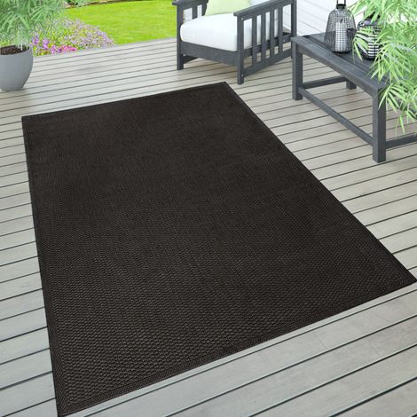 Paco Home Alfombra Interior Exterior Terraza Balcón Intemperie Lisa Estructura Negro, 200x280 cm