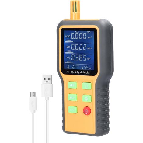 Détecteur de qualité d'air intérieur multifonction, capteurs T/H, testeur CO2, écran LCD rétroéclairé