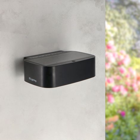 IluminaShop - Aplique LED  Solar Black Plit IP65 Sensor Crepuscular  Blanco Neutro 4000K (1/4)
