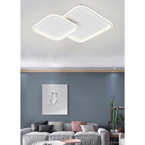 TrAdE Shop Traesio - Plafoniera Lampadario Soffitto Led Design A 2 Rombi Bianco Moderno 60 W Pn-24-3c - (1/3)