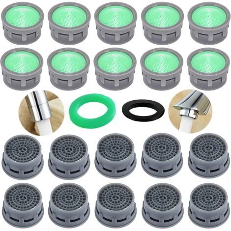 Aérateur de robinet, limiteur de débit, pièces de rechange pour aérateur de robinet enfichable pour salle de bain ou cuisine (vert 20 pièces) (1/5)