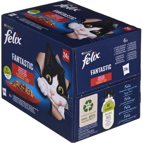 FELIX Fantastic Poulet, Bœuf, Lapin, Agneau 24x85g = 2,04 kg
