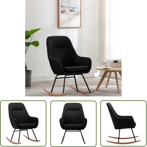 The Living Store Chaise à bascule Noir Tissu - Chaise À Bascule - Fauteuil Balançoire - Mobilier Extérieur - Décoration Intérieure - Salon (1/5)