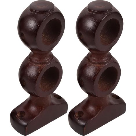 Supports de Tringle à Rideaux Doubles Finition Bois Élégante Lot de 2 en Bois Robustes Design Double Support Installation Facile pour Salon ou Toute Pièce (1/5)