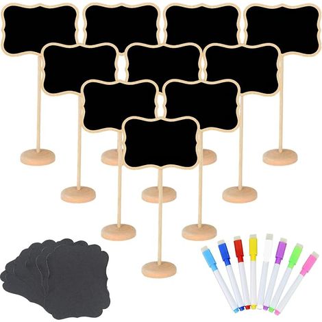 20 Pack of Mini Wooden Chalkboards, Chalk Signs and Replacement Stickers, Food Labels for Party Buffet, Chalkboard for Message Signs, Table Cards for Wedding, Party (1/3)