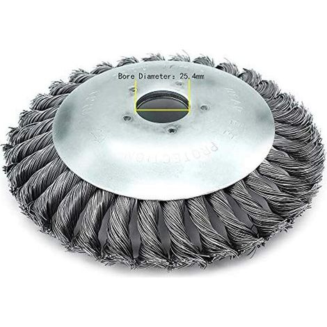 Tête de désherbage Fil d'acier, 6/8 Pouce Brosse rotative disque de pinceau à roue pour Outils de Pelouse Jardin Agriculture - Trou intérieur 25.4mm (8 Pouce) (1/2)