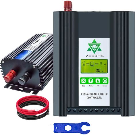 Contrôleur Hybride, Canaux de Sortie Doubles, Technologie MPPT, Vent 400W Solaire 500W, 30A, 12 V (1/2)