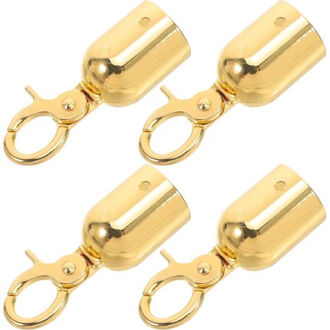 Embouts de Corde en Alliage D'aluminium Or 4pcs Crochet Mousqueton pour Poteau de Barrière, Installation Facile et Design Élégant pour Contrôle de Foule (1/5)