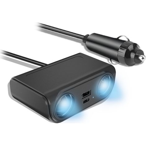 100W Car Cigarette Lighter with Cable TR37 USB-C Port - Black (1/3)