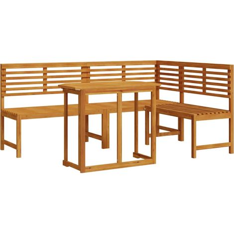 Maison Exclusive - Set Panchina da Giardino 3 pcs Marrone Legno di Acacia Massello (1/5)