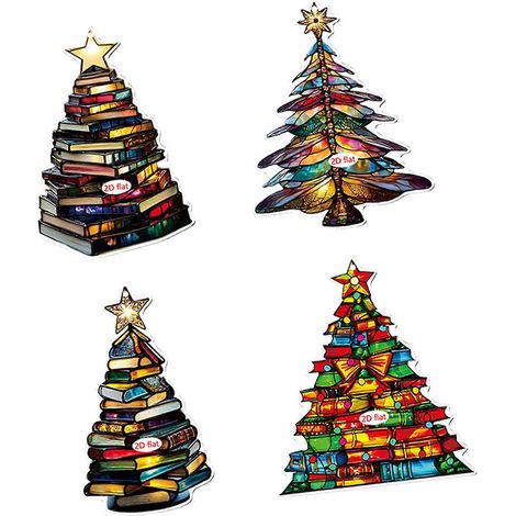 4er-Set bruchsichere Acryl-Weihnachtsbaumkugeln zum Aufhängen mit verschiedenen Designs, mehrfarbig (1/5)