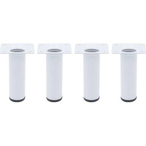 Juego de 4 patas redondas fijas para muebles CIME, producto de acero blanco sin acabado Ht. CIME (1/5)