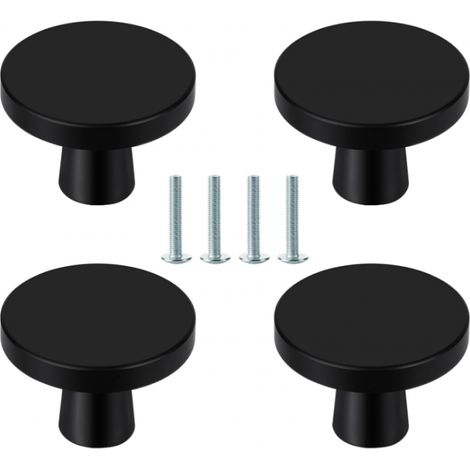 Lot de 4 boutons de meuble noirs ronds pour tiroirs, cuisine, commode, armoire (1/5)
