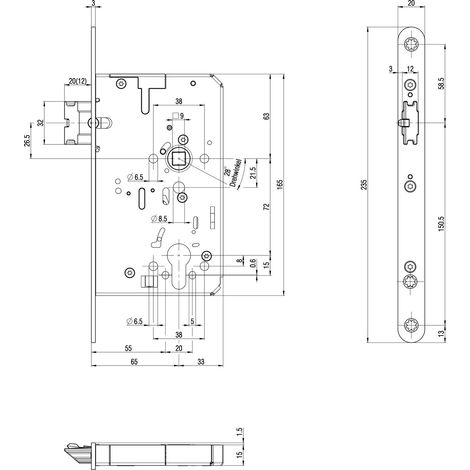 Cerradura  antipánico  2116  Fkt.E  red  20/65/72/9mm  DIN  L  VA  autobloqueante  BKS (1/4)
