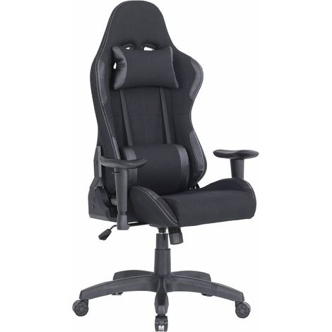 Chaise à roulettes Bundaberg, Fauteuil de jeu adulte, Chaise de bureau, 57x72h124/134 cm, Noir