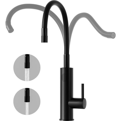 Robinet Chauffe-eau Électrique Instantané 3200W, 230V Robinet Chauffant Instantané Cuisine avec Affichage de la Température LED et Flexible Bec, Rotatif à 360° Mitigeur, Noir (1/5)