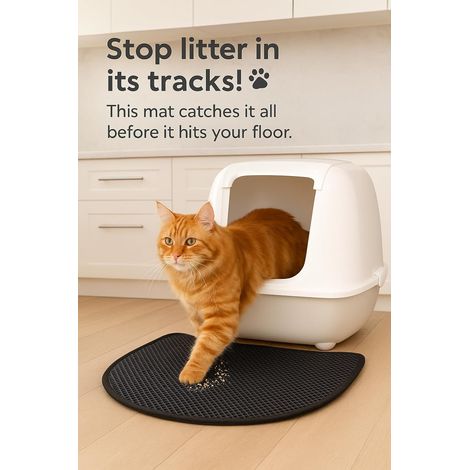 Flamingo - Tapis de Litière Antidérapant pour Chat - Idéal pour Maine Coon, Savannah, Ragdoll et Norvégien - 70 x 60 cm, Beige (1/5)