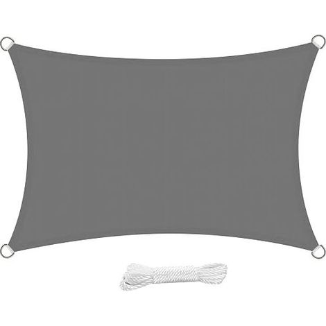 Voile d'ombrage Rectangulaire 3x4 Mètre Imperméable Voile Ombrage résistant à l'eau Anti UV 4x3 m pour Jardin Terrasse Patio,Gris (1/5)