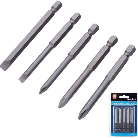 Blue Spot Tools 5 Piece 75mm (3") Screwdriver Bits (Ph-pz Slot) (1/3)