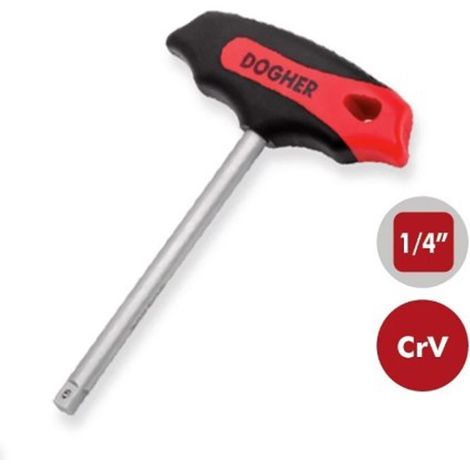 CACCIAVITE A "T" PORTA BUSSOLE INSERTI ATTACCO QUADRO 1/4" 135mm DOGHER 509-018