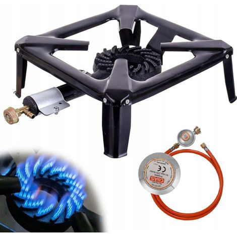 Bruciatore a gas, stufa in ghisa, 40x40 cm, 8 kW, kit riduttore tubo flessibile