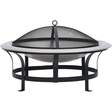 Outdoor Fire Pit with Grill Stainless Steel 76 cm vidaXL