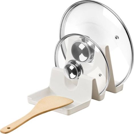 Organisateur de couvercles de casseroles - Support de rangement multifonctionnel pour la cuisine - Support en plastique sans BPA pour couvercles de casseroles - Porte-planche à découper anti-gouttes - (1/5)
