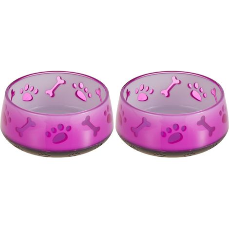 Lot de 2 Bol Chien TPR 300 ML Violet Fond Antidérapant Repas (1/4)