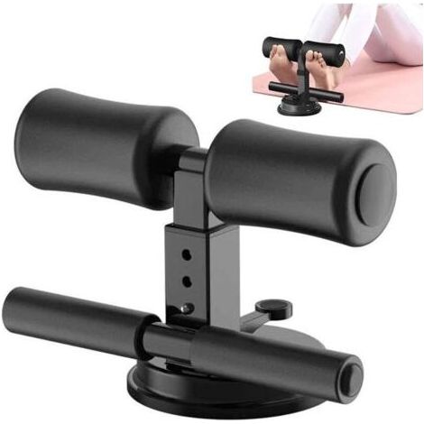 Accessoires pour barre abdominale, barre abdominale portable à ventouses, support de cheville rembourré et réglable, équipement d'entraînement à domicile et en voyage (noir) (1/4)
