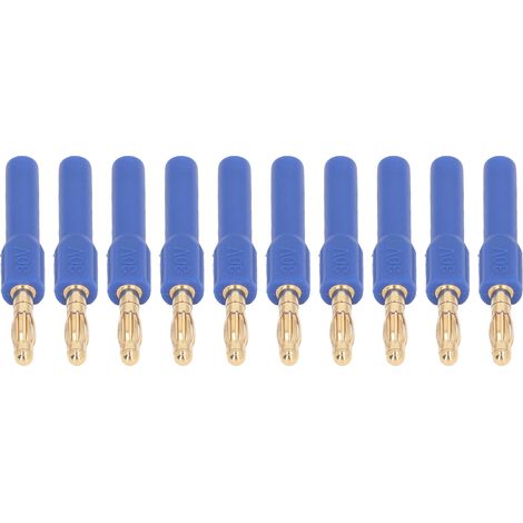 Lot de 10 fiches banane mâle 4 mm vers femelle 2 mm connecteur 30V AC 60V DC 32A pour instruments de test bleu (1/5)