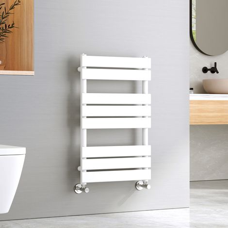 EMKE Bathroom Ladder Radiator White Flat Panel Heated Towel Rail Central Heating Towel Rails 800 x 500 mm (1/5)