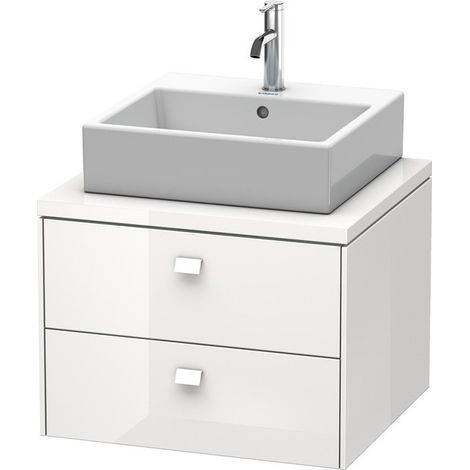 Meuble bas console BRIOSO Griffe chromé 442x620x550mm blanc brillant