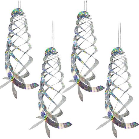 4 spirales anti-oiseaux réfléchissantes 28,5 cm, dispositif répulsif à suspendre pour effrayer les oiseaux (1/5)
