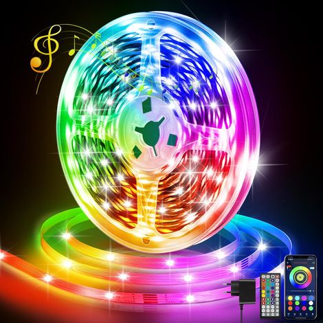 Ruban LED 10m RGB Bande Bluetooth App Control Synchronisation Musicale (1/5)