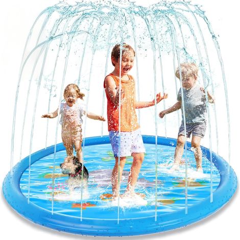 Piscine pour Chiens, 170 cm/67 in, 0.55cm Épaississant Tapis de Jeu d'eau pour Chiens avec Éclaboussures et Antidérapant (Bord Arrondi) (1/5)