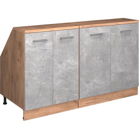 Meuble sous pente R-Line, Béton, 140cm Lot de 2 caissons 60 cm de profondeur, Vicco