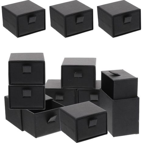 Set de rangement pour bijoux en noir, 12 pièces en carton, petit organisateur de bijoux pour le rangement des boucles d'oreilles et des bracelets à la maison (1/5)