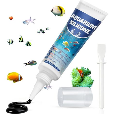 Silicone Aquarium, 150ML Silicones Aquarium Noir, Haute Elasticité, Etanche (1/5)