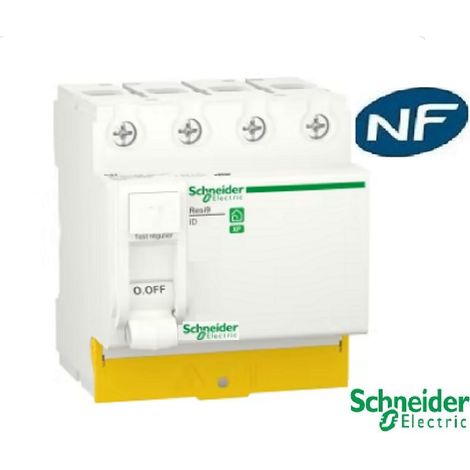 Schneider – Interrupteur différentiel 4P 40A 30mA Type AC – Alimentation par le bas – Raccordement peignable – R9PRC440 (1/6)