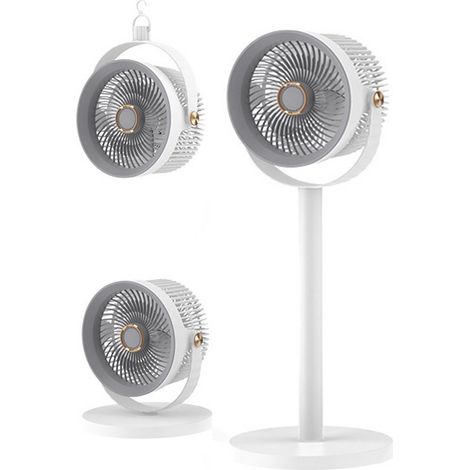 Ventilateur trépied - Gris - Ventilateur sur pied - Rechargeable - 5 vitesses de ventilation - 4 hauteurs réglables (1/5)