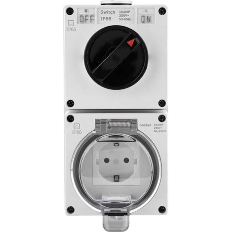 Ulisem Adaptateur de prise murale étanche IP66 avec interrupteur (prise GB)