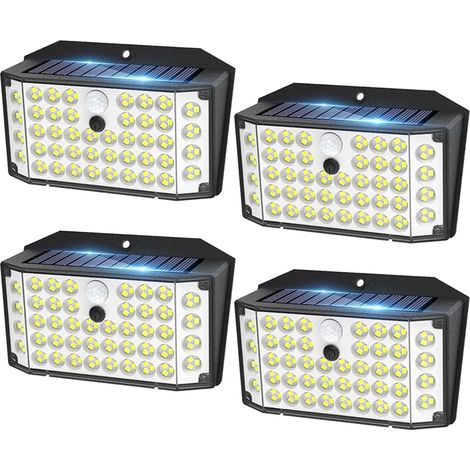 Lampe balcon avec détecteur de mouvement, étanche IP65, cour, 132LED, 3 Modes d'éclairage pour éclairage d'extérieur, solaire, Patio, 4 pièces (1/5)