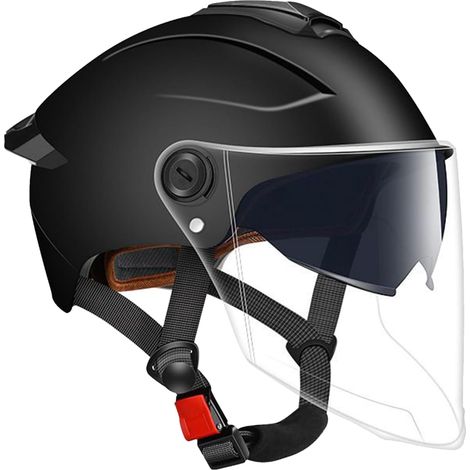 Casque de moto intégral pour adulte - Équipement de protection - Coque en ABS solide avec doublure amortissante et système de ventilation - Casque de moto fiable avec visière transparente pour la (1/5)