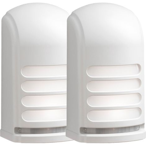 2er-Set LED Außenwandleuchte mit Bewegungsmelder & Batterie, Weiß H: 13cm (1/5)