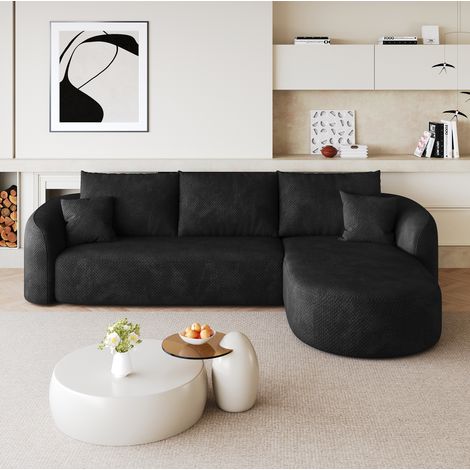Ecksofa 266 cm schwarz Stoff in Cordoptik modular ohne Montage (1/5)