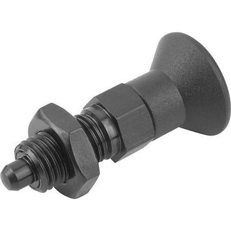 KIPP Arretierbolzen GR.0 D1=M08X1 D=4 Form B O.Rastnut mit Kontermutter Stahl (1/3)