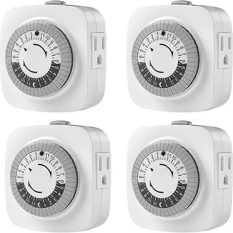 Minuteur mécanique d'intérieur 24 heures, minuterie à douille 3 trous, cycle marche/arrêt quotidien de 30 minutes, compatible avec les luminaires et les guirlandes lumineuses de Noël. (1/5)