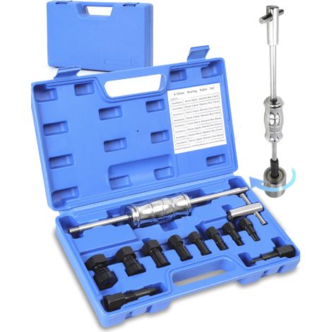 12pcs Velo Extracteur de Roulement Interieur avec Marteau Coulissant Trou Borgne Arrache Roulement avec 8 Pince de Serrage à Expansion (8-32mm) (1/5)