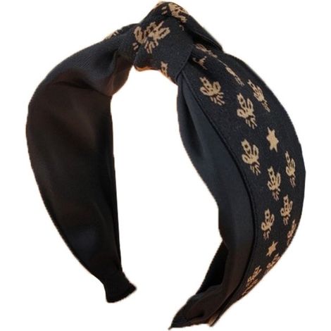 Fascia per capelli/turbante nera da donna, elastica, morbida, decorazione alla moda (1/4)