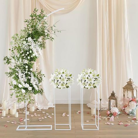 3 Hochzeitsblumensatz für dekorative Säulen für Hochzeitshintergrund, Bogen + Rechteck, DIY-Zeremonielle Dekoration (1/5)